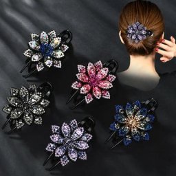 Barrettes en Épingle à Cheveux Luxueuses à Fleurs Géométriques en Strass Sauvages Accessoires de