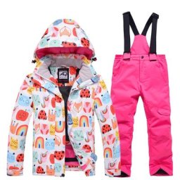 Ensemble veste et pantalon de ski thermique pour enfants coupe-vent combinaison de neige