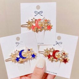 Pinces à cheveux en métal avec étoiles lune pour femmes épingles à cheveux avec strass ciel