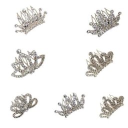 Pince à cheveux couronne strass pour enfants filles paillettes petit nœud de princesse Mini