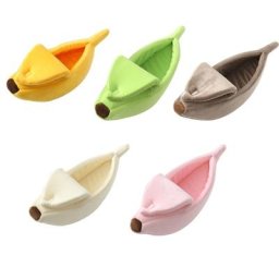 Y9RE – lit grotte pour chats d'intérieur en forme de banane lit auto-chauffant maison calme pour