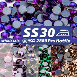 Vesse-Strass en cristal de verre de haute qualité Strass Hotfix Flatback Charbon pour bricolage