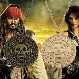Collier avec Pendentif en Forme de Pièce de Monnaie en Or de Pirates des Caraïbes Bijoux Thème 1