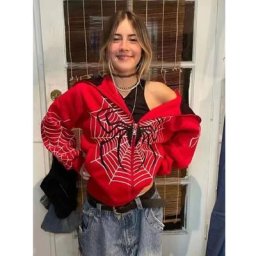 Sweat à capuche gothique Ins Spider Web pour femme meilleur tissu sweat-shirt Y2K fermeture