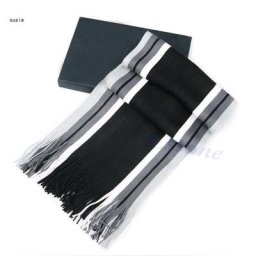 X7YA-Châle en Cachemire Rayé pour Homme Écharpe Chaude à sulfFranges Nouvelle Collection Hiver