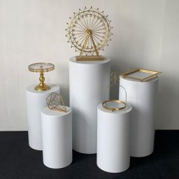 Support de piédestal à intervalles blancs socle en fer table à dessert de fête support à gâteau