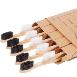 Brosses à dents en bambou biodégradables 5/10 pièces sans BPA poils souples 100% naturel