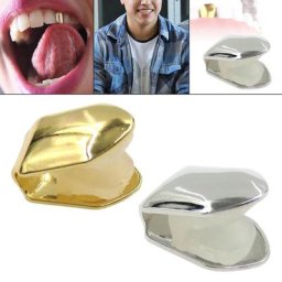Grilles Hip Hop plaquées or pour dents simples bouchons de fausses dents bouche évasée