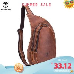 BULLCAPTAIN-Sac à Bandoulière en Cuir de Cheval pour Homme Sacs de Poitrine en Cuir Nouvelle Mode