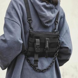 Sac DulChest fonctionnel pour homme sac de taille noir Interface Rig GlaStreetwear Hip Hop Bullet