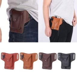 Étui en cuir PU pour hommes sacoche de taille à boucle pour téléphone portable gaine de protection