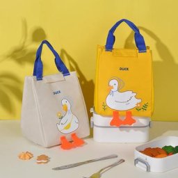 Sac à lunch isotherme en forme de canard de dessin animé jaune sac à main Kawaii pour étudiants