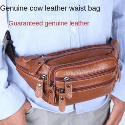 Sac banane en cuir véritable pour homme sac de taille en cuir de vachette avec fermeture éclair