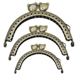 Cadre de porte-monnaie en métal demi-cercle chat poignée fermoir baiser exécutif serrure