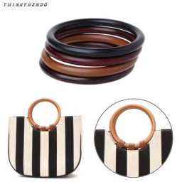 THINKTHENDO – poignée ronde en bois pour sac à main fourre-tout cadre cintre de haute qualité 4