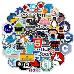 Pigments autocollants 50 pièces technologie logiciel programmes données ordinateur pour Geek DIY