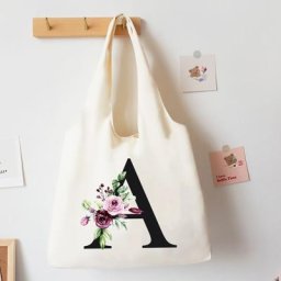 Sac à provisions en toile réutilisable pour femme décontracté grande capacité lettre initiale