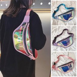 NOENNAME_NULL-Sac à main laser en PU pour femme sac banane One Initiated Waist Chest dehors Punk