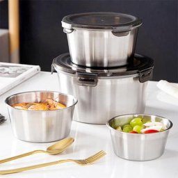 Boîte à lunch ronde en acier inoxydable avec couvercle réfrigérateur boîte à bento pour aliments