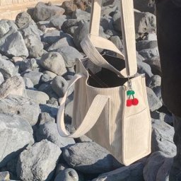 Sac fourre-tout en velours côtelé pour femme rouge noir petit sac de shopping pour fille sac à