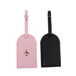 Étiquette de bagage en cuir PU sac à main pendentif motif d'avion pour femmes et hommes nom