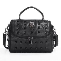 Femmes Split Cuir De Mouton Messager Rivet Crâne Fourre-Tout Sac À Main Voyage Bandoulière Sa