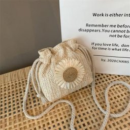 Sac en paille rond tissé à la main sac à bandoulière sac de plage crochet automatisation