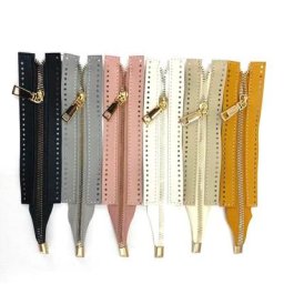 Fermeture éclair en cuir PU pour sac tissé accessoires de couture bricolage matériel de vêtements