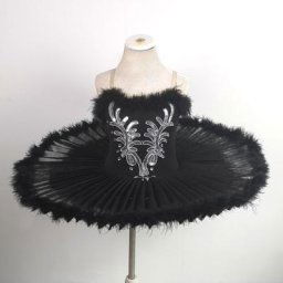 Tutu de Ballet Professionnel en Plumes pour Ballerine Costume Blanc et Noir pour Enfant et Adulte