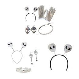 Costume extraterrestre amusant pour enfants et adultes bracelet gants collier scintillant boucles