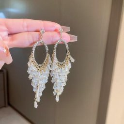 Boucles d'oreilles avec pampilles en cristal Transparent pour femmes bijoux ovales japonais et