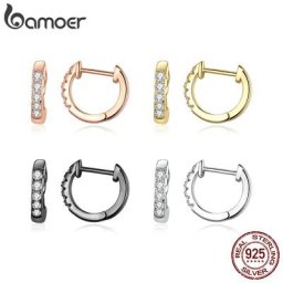 Bamoer – boucles d'oreilles rondes en argent Sterling 925 pour femmes bijoux en Zircon plaqué or