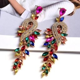 Boucles d'oreilles longues en cristal vintage pour femmes bijoux de mariage boucle d'oreille en