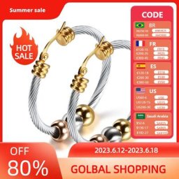 Boucles d'oreilles Big Hoop avec trois perles pour femmes cercle rond acier inoxydable mode