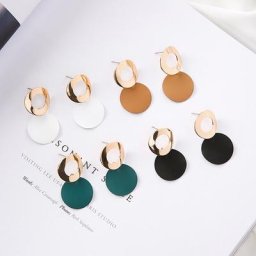 Boucles d'oreilles pendantes à paillettes pour femmes disques de peinture géométriques en métal