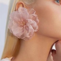 Lifefontier-Boucle d'Oreille Surdimensionnée en Dentelle Blanche Noire et Rose Bijoux Élégants à