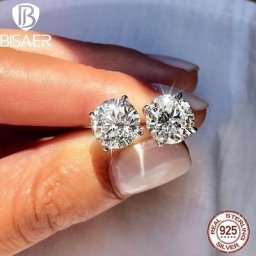 BISAER – boucles d'oreilles en argent Sterling 925 bijoux fins simples en Moissanite plaqué