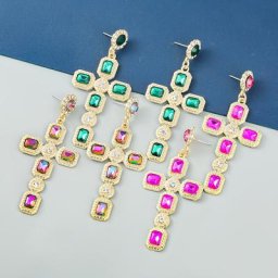 Boucles d'oreilles en alliage brillant strass croisés accessoires de mariage de dîner bijoux de
