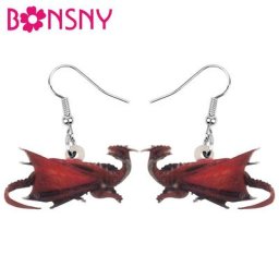 Bonsny – boucles d'oreilles Dragon dinosaure en acrylique bijoux pour femmes filles adolescentes