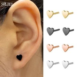 Boucles d'oreilles à tige coeur noir Hip Hop pour femmes et hommes acier inoxydable amour petit
