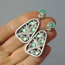 Boucles d'Oreilles Pendantes en Pierre Verte pour Femme Bijoux Classiques Cadeau 2020