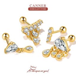 CANNER-Boucles d'oreilles en argent regardé 925 pour femme goujon bijoux fins boucle d'oreille