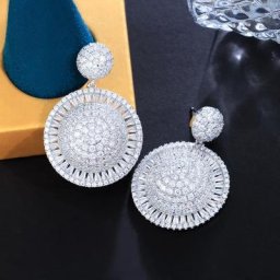 ThreeGraces-Boucles d'oreilles rondes géométriques en argent pour femmes bijoux de haute qualité