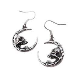 Boucles d'oreilles tête de mort et croissant de lune pour femme bijoux d'oreille délicats