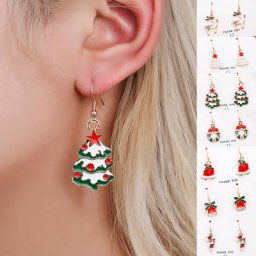 Ensemble de boucles d'oreilles de noël pour femme flocon de neige arbre bonhomme de neige