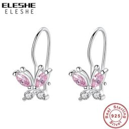 ELESHE – boucles d'oreilles papillon en cristal étincelant en argent Sterling 925 petits bijoux