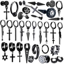 Boucles d'oreilles en acier inoxydable pour hommes et femmes Punk noir petit Vintage Hip Hop
