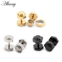 Alisouy-Boucles d'oreilles gothiques punk rock en acier inoxydable pour hommes et femmes clous