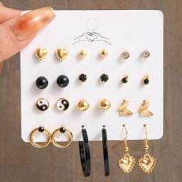 Boucles d'Oreilles Géométriques Plaquées Or Noir pour Femme et Fille Bijoux Vintage ChimY2K Ins