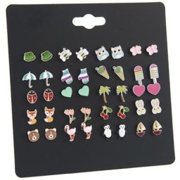 Lot de 20 paires de boucles d'oreilles en forme d'animaux fruits renard flamand rose ensemble
